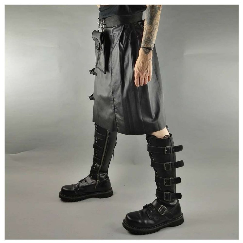 Black Gothic Biker Rock Star Steampunk Metal Scottish Kilt Skirt 